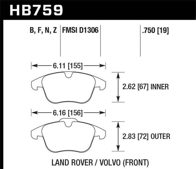 Hawk Performance 11-16 Volvo S60 / 07-16 Volvo S80 (w/ 300mm Rotors) HPS Street Front Brake Pads