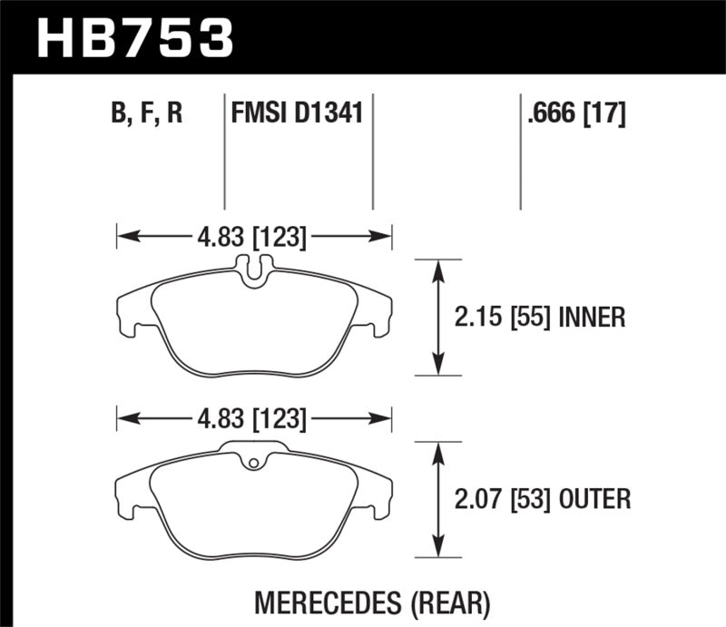 Hawk Performance 12-15 Mercedes-Benz C250 / 08-15 Mercedes-Benz C300/C350 HPS 5.0 Rear Brake Pads