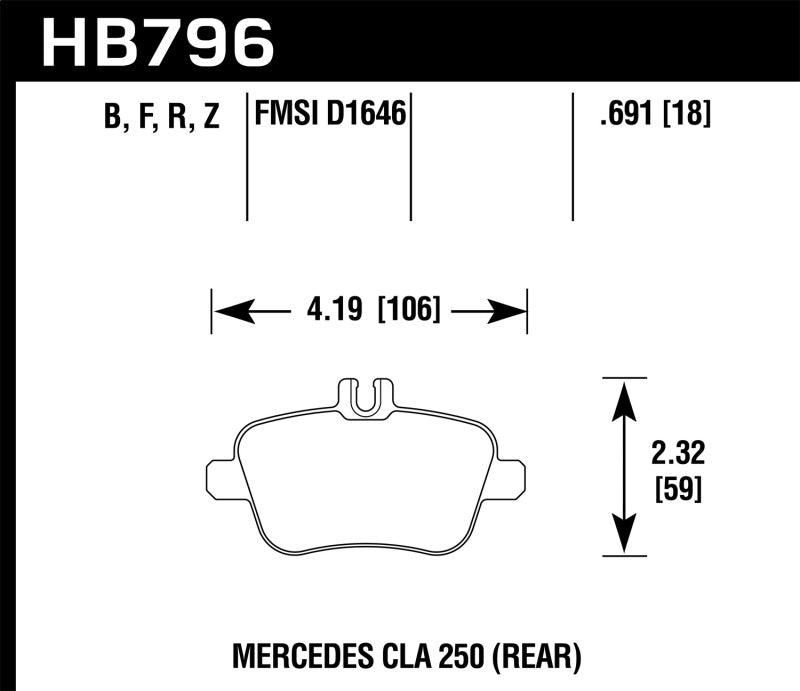 Hawk Performance 14-17 Mercedes-Benz CLA 250 Performance Ceramic Street Rear Brake Pads