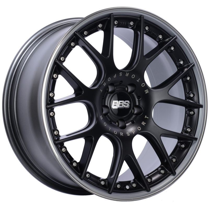 BBS CH-RII 20x9.5 5x112 ET25 Satin Black Center Platinum Lip SS Rim Prot Wheel -82mm PFS/Clip Req