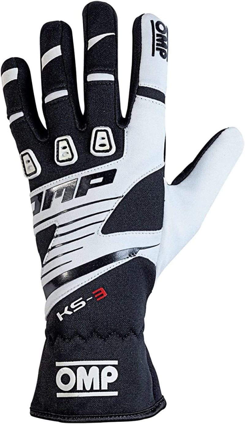 OMP Racing OMP KS-3 Gloves Black/White - Size 5 (For Children)