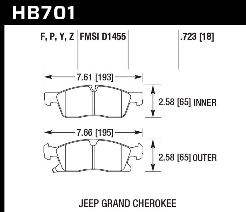 Hawk Performance 11-12 Dodge Durango / 11-12 Jeep Grand Cherokee HPS Front Street Brake Pads