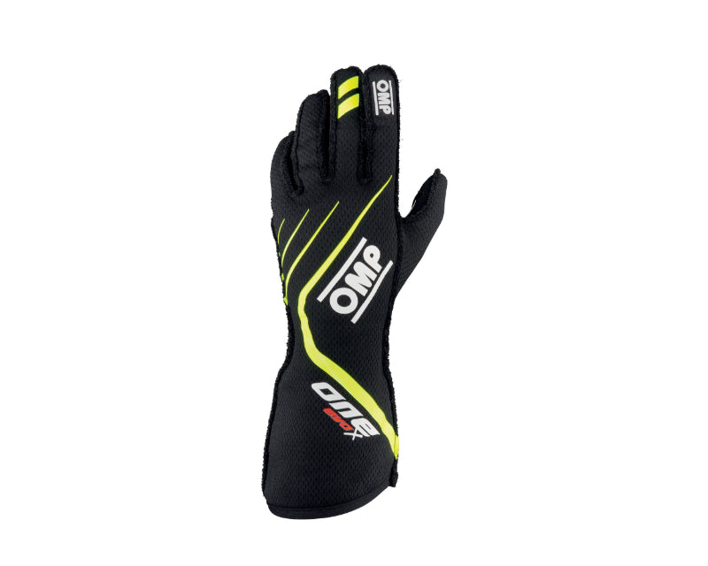 OMP Racing OMP One Evo X Gloves Black/Fluorescent Yellow - Size L (Fia 8856-2018)