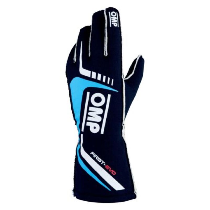 OMP Racing OMP First Evo Gloves Blu Navy/Ciano - Size S (Fia 8856-2018)