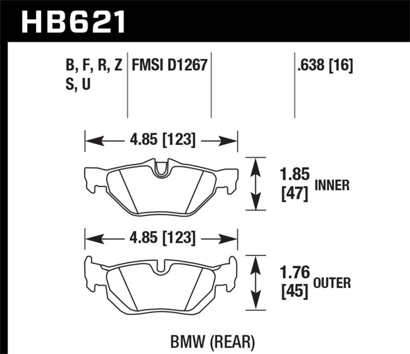 Hawk Performance 08-11 BMW 128i / 10 BMW 323i / 07-11 BMW 328i / 07-11 BMW 328XI HPS Street Rear Brake Pads