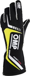 OMP Racing OMP First Evo Gloves Black/Yellow - Size M (Fia 8856-2018)