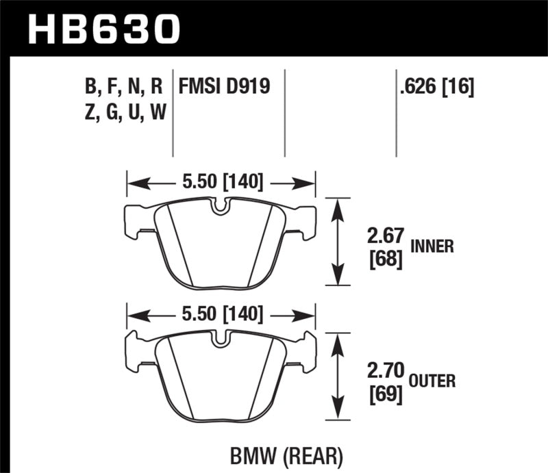 Hawk Performance 04-10 BMW 535i/545i/550i / 04-10 645Ci/650i/02-09 745i/745Li/750 Perf Ceramic Street Brake Pads