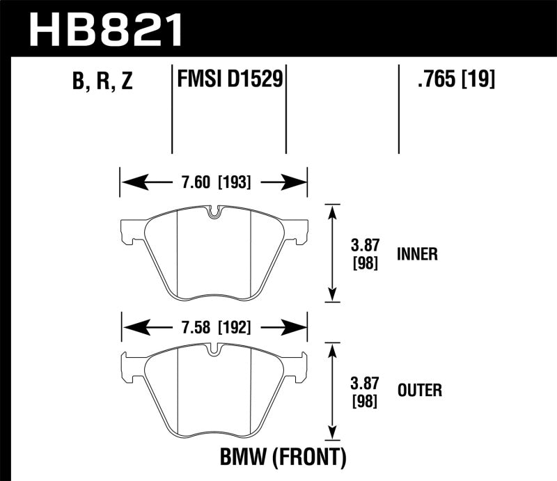 Hawk Performance 10-15 BMW 760Li / 11-15 BMW B7 Alpina/B7 Alpina xDrive HPS 5.0 Front Brake Pads