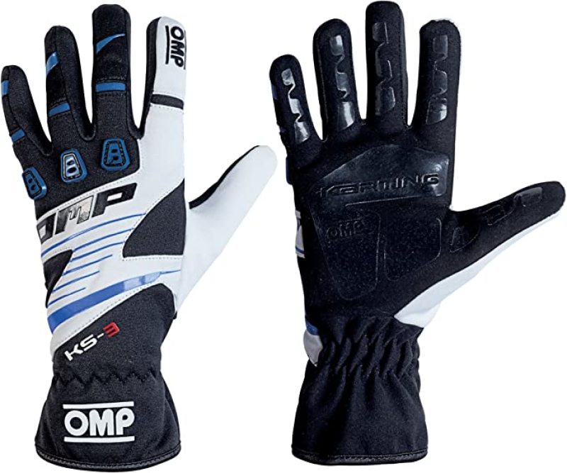 OMP Racing OMP KS-3 Gloves Black/W/Blue - Size Xxs