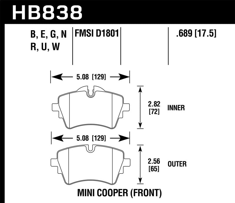 Hawk Performance 14-17 Mini Cooper S HPS 5.0 Front Brake Pads