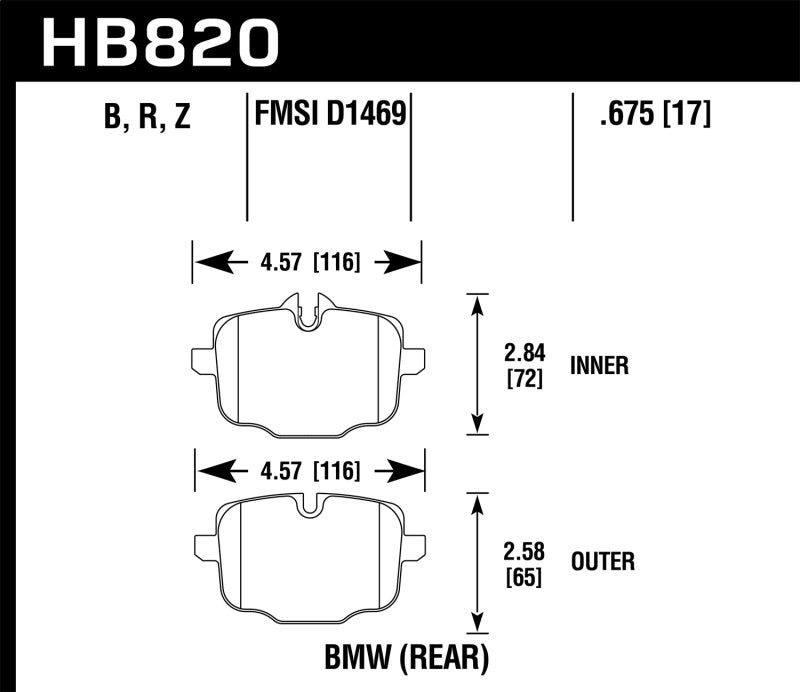 Hawk Performance 12-17 BMW M6 / 14-17 BMW M6 Gran Coupe / 13-16 BMW M5 HPS 5.0 Rear Brake Pads