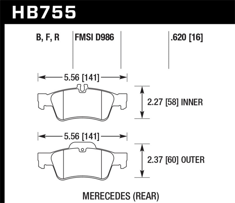 Hawk Performance 03-06 Mercedes Benz SL500 HPS 5.0 Rear Brake Pads