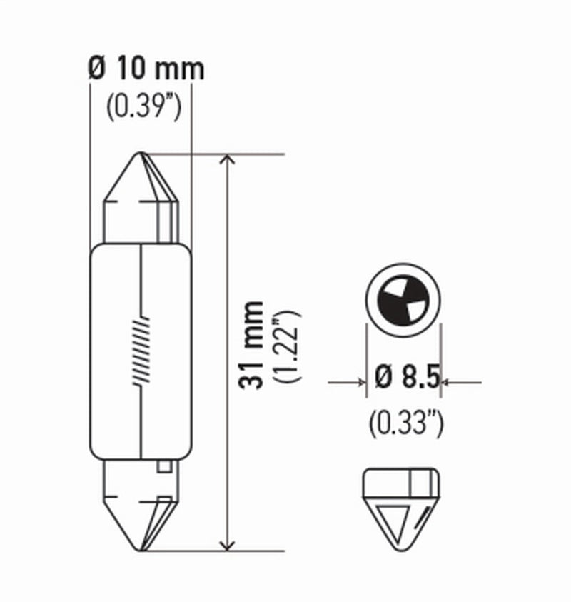 Hella Bulb 3175 12V 10W Sv858 T325 10X31 Sb