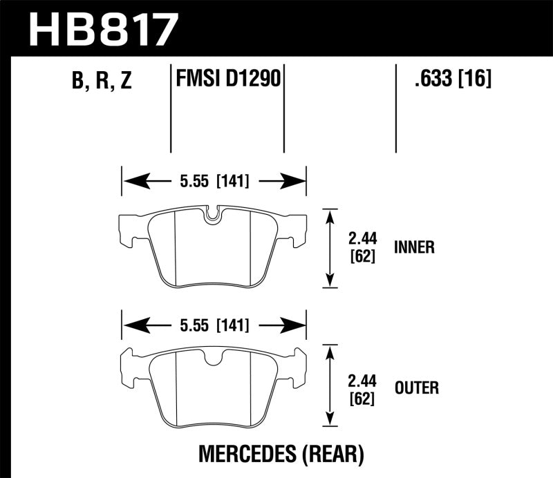 Hawk Performance 08-14 Mercedes-Benz CL63 AMG/CL65 AMG HPS 5.0 Rear Brake Pads