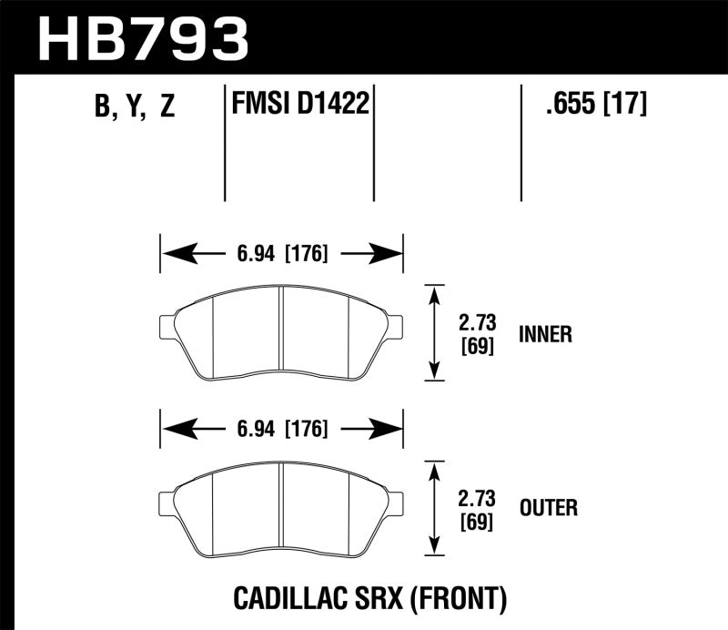 Hawk Performance 10-16 Cadillac SRX LTS Street Front Brake Pads