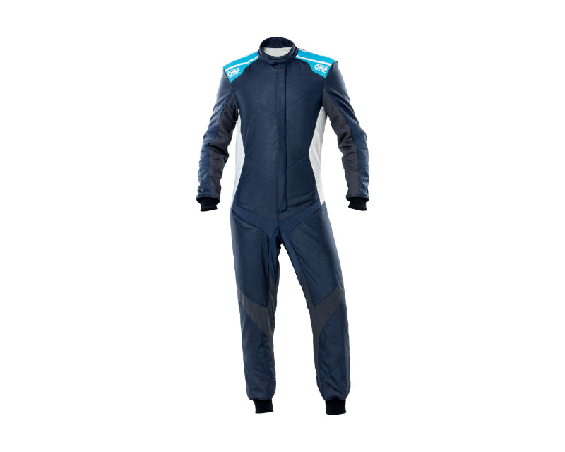 OMP Racing OMP One Evo X Overall Navy Blue/Cyan - Size 62 (Fia 8856-2018)