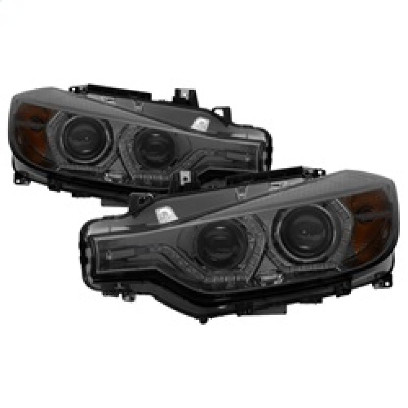 Spyder 12-14 BMW F30 3 Series 4DR Projector Headlights - LED DRL - Smoke (PRO-YD-BMWF3012-DRL-SM)