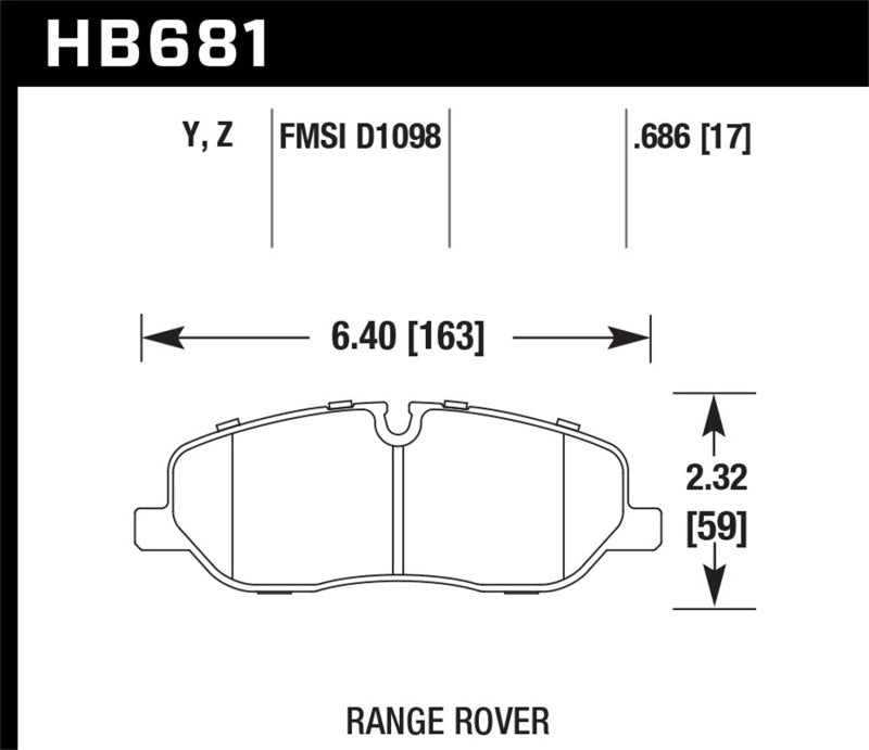 Hawk Performance 05-09 Range Rover LR3 D1098 Performance Ceramic Street Front Brake Pads