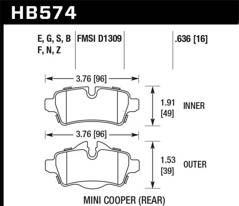 Hawk Performance 07+ Mini Cooper HT-10 Race Rear Brake Pads