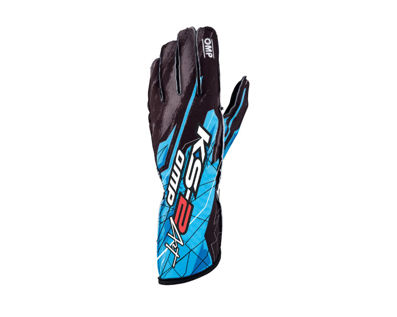 OMP Racing OMP KS-2 Art Gloves Black/Cyan - Size XS