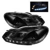 Spyder Volkswagen Golf/GTI 10-13 Projector Headlights Halogen Model- DRL Blk PRO-YD-VG10-DRL-BK