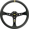 OMP Racing OMP Dished Steering Wheel Corsica 330/Black In Suede Leather With Anodized Spokes