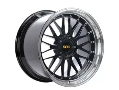 BBS LM 19x9.5 5x120 ET22 Black w/ Blue Metallic Flake / Diamond Cut Lip Wheel 82mm PFS/Clip Required