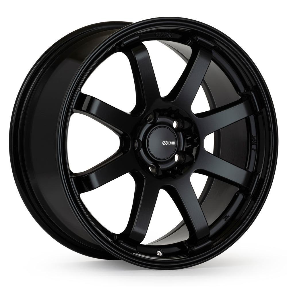 Enkei Vanquish 17x8 / 40mm Inset / 5x114.3 Bolt Pattern / 72.6mm Center Bore - Gloss Black