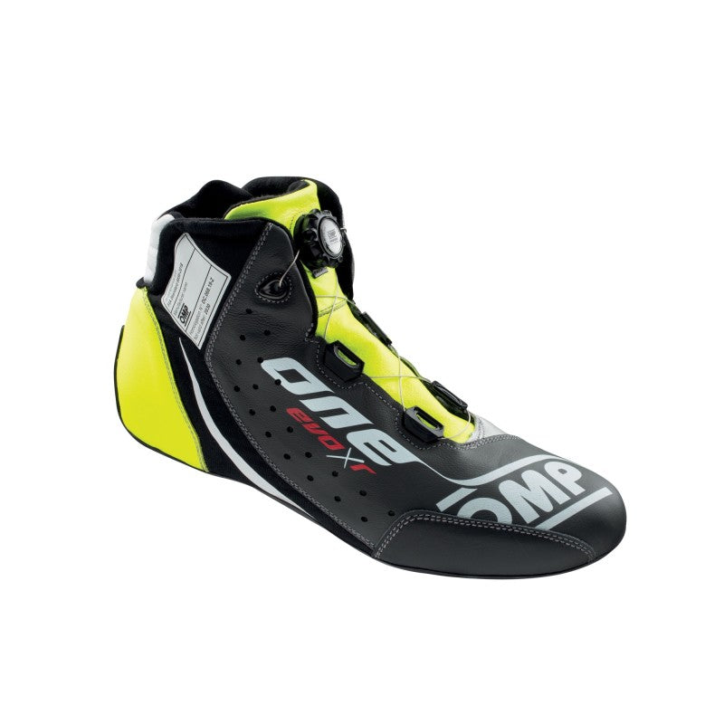 OMP Racing OMP One Evo X R Shoes Black/Silver/Fluorescent Yellow - Size 37 (Fia 8856-2018)