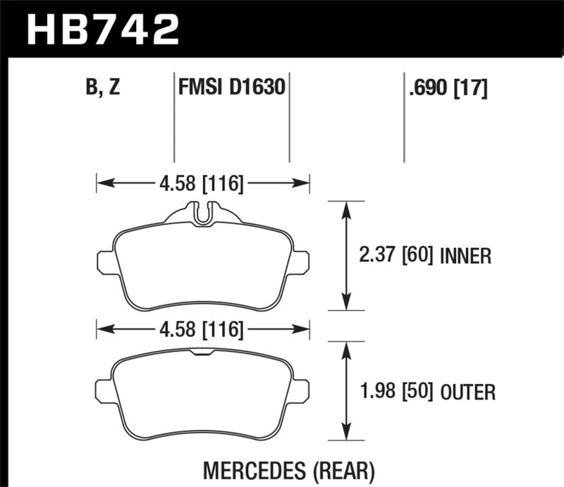 Hawk Performance 14-15 Mercedes M Class / 12-13 Mercedes ML350 Performance Ceramic Rear Brake Pads