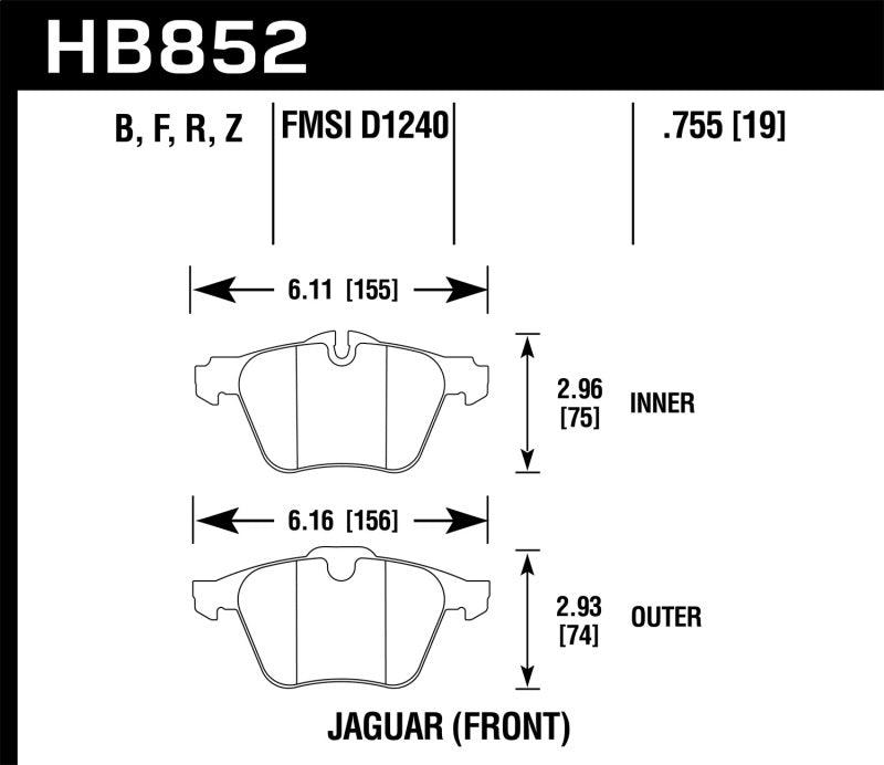 Hawk Performance 05-09 Jaguar XJR / 10-15 Jaguar XJ HPS 5.0 Front Brake Pads