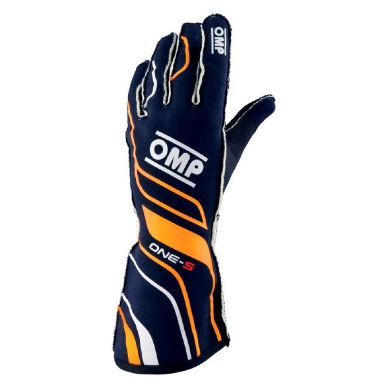 OMP Racing OMP One-S Gloves Navy Blue/Forange - Size L Fia 8556-2018