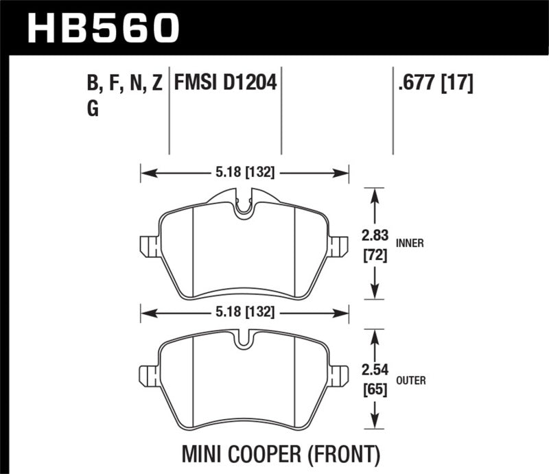 Hawk Performance 05-06 JCW R53 Cooper S & 07+ R56 Cooper S Performance Ceramic Street Front Brake Pads