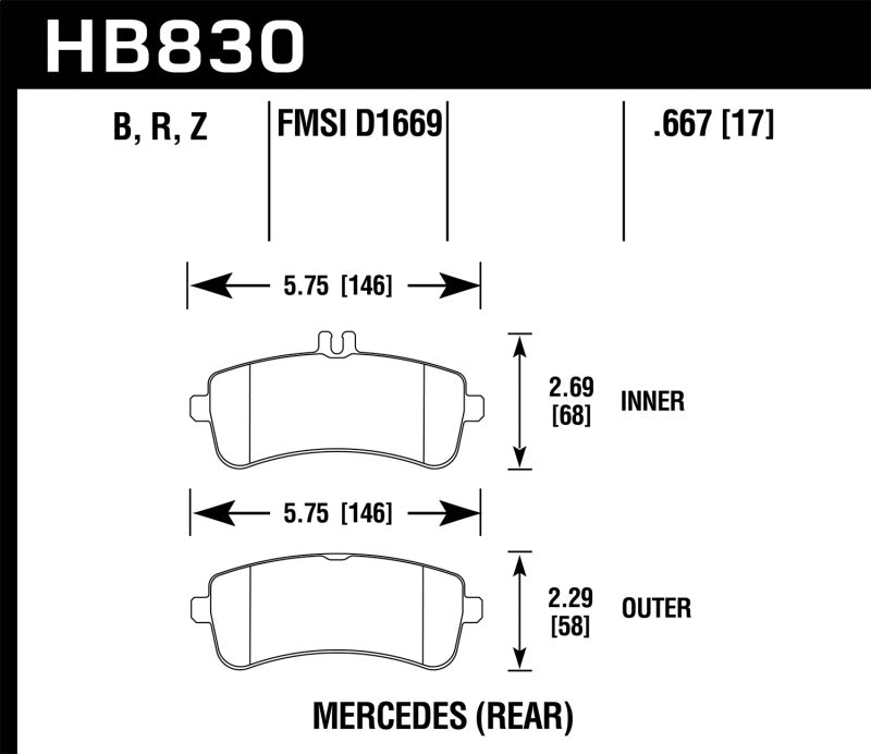 Hawk Performance 13-16 Mercedes-Benz SL63 AMG/SL65 AMG Perfromance Ceramic Street Rear Brake Pads