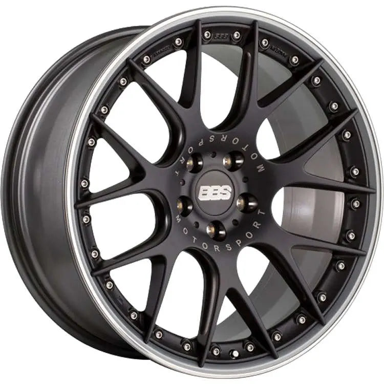 BBS CH-RII 22x10.5 5x112 ET15 Satin Black Center Platinum Lip SS Rim Prot Wheel - 82mm PFS Req