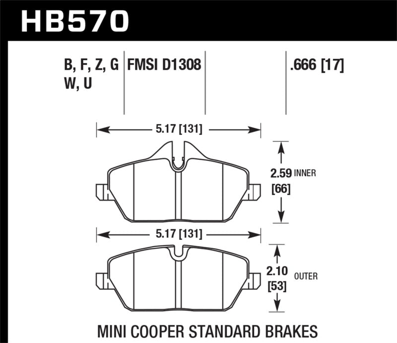 Hawk Performance 07-15 Mini Cooper / 08-14 Mini Cooper Clubman HPS 5.0 Street Front Brake Pads