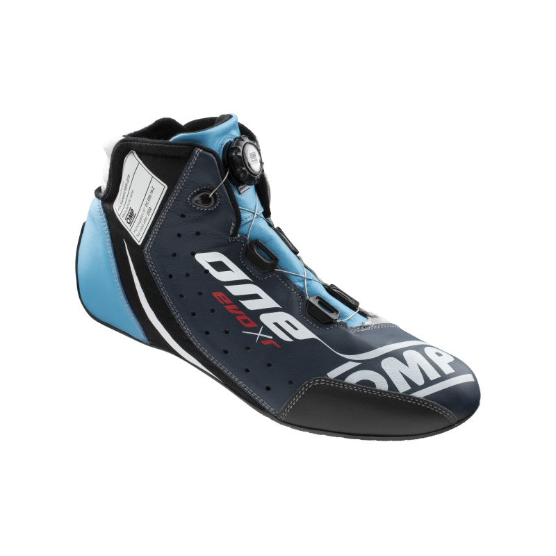 OMP Racing OMP One Evo X R Shoes Blue/Silver/Cyan - Size 40 (Fia 8856-2018)