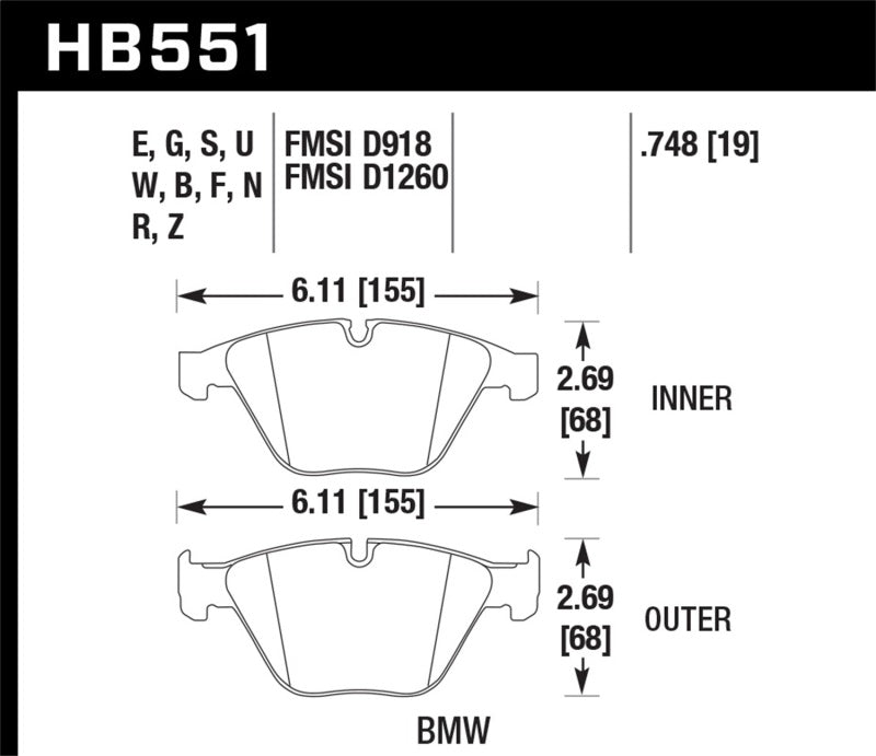 Hawk Performance 07-09 BMW 335d/335i/335xi / 08-09 328i/M3 Blue 9012 Race Front Brake Pads