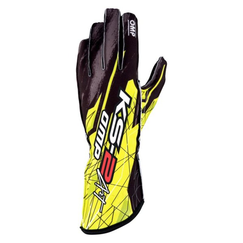 OMP Racing OMP KS-2 Art Gloves Black/Yellow - Size XS