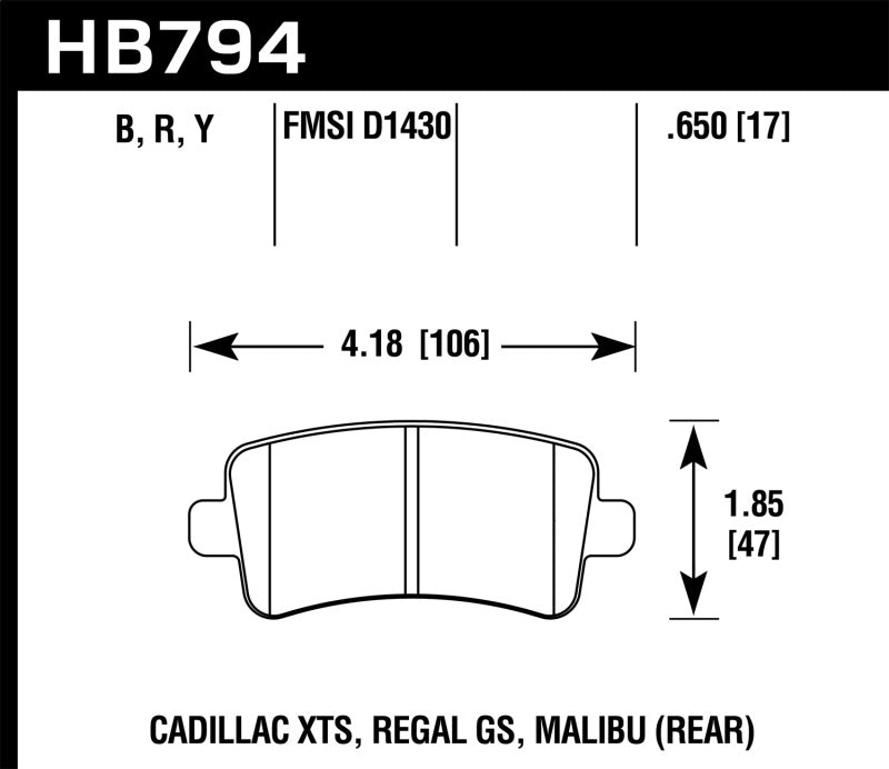 Hawk Performance 13-15 Cadillac XTS Performance Ceramic Street Rear Brake Pads