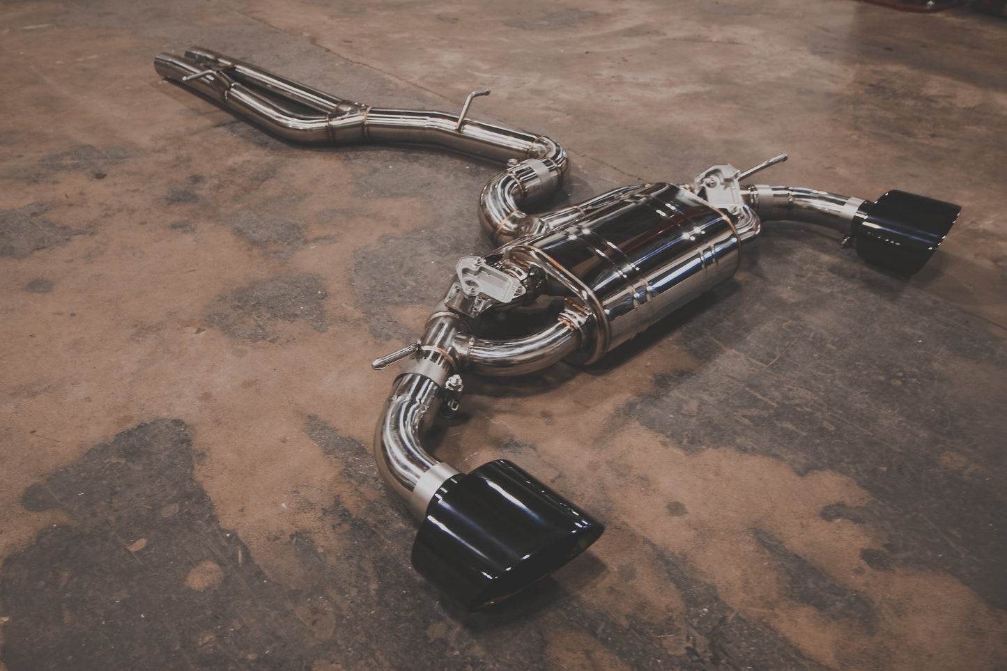 Valvetronic Designs - Audi TTRS Valved Sport Exhaust MK3 - Anodized Gold w/ Black OEM Tips