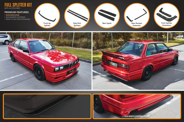 Flow Designs Full Splitter Set - E30 With M Tech 2 Body Kit