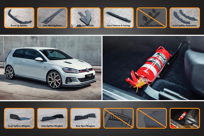 Flow Designs Full Splitter Set With Rear Aero Valance and Fairing - MK7.5 GTI